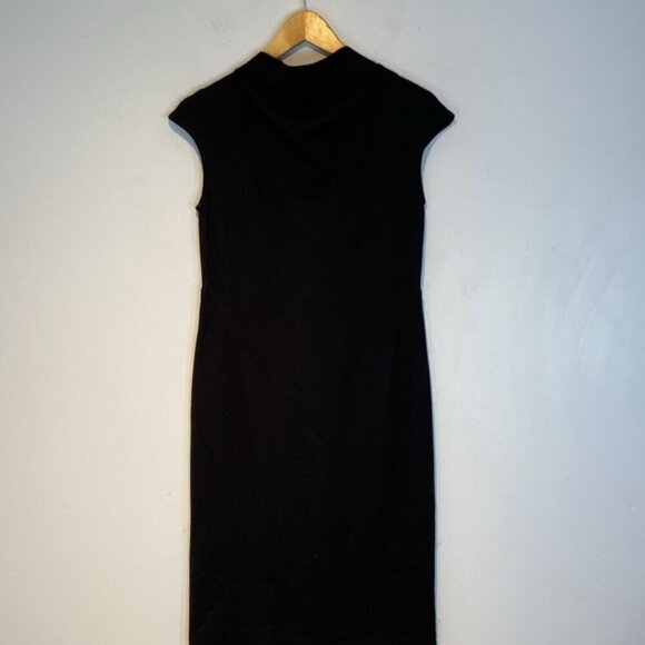 Lord & Taylor black high neck pencil dress cap sleeve exposed zipper size 0 - Picture 8 of 11